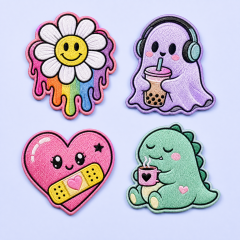 Custom Y2K Melting Rainbow Sunflower Patches Wholesale · Trippy Slime Smiley Flower Iron-On Badge Manufacturer