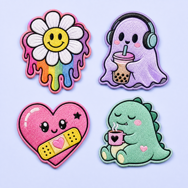 Custom Y2K Melting Rainbow Sunflower Patches Wholesale · Trippy Slime Smiley Flower Iron-On Badge Manufacturer