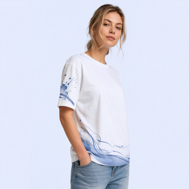 Custom Sleeve and Bottom Hem Print T-Shirt Minimalist Graphic Youth Streetwear Tee