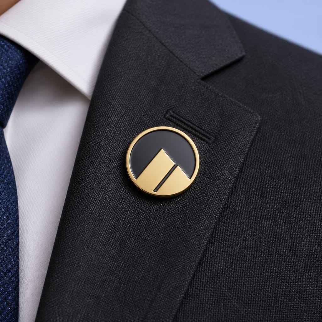 STANDARD GIFTS Custom Minimalist Text & Geometric Logo Enamel Lapel Pin Badges