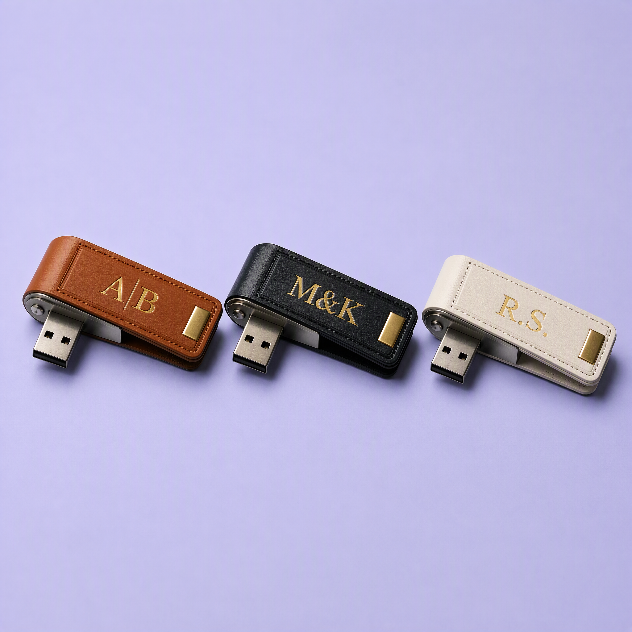 Custom Leather Swivel USB Flash Drive