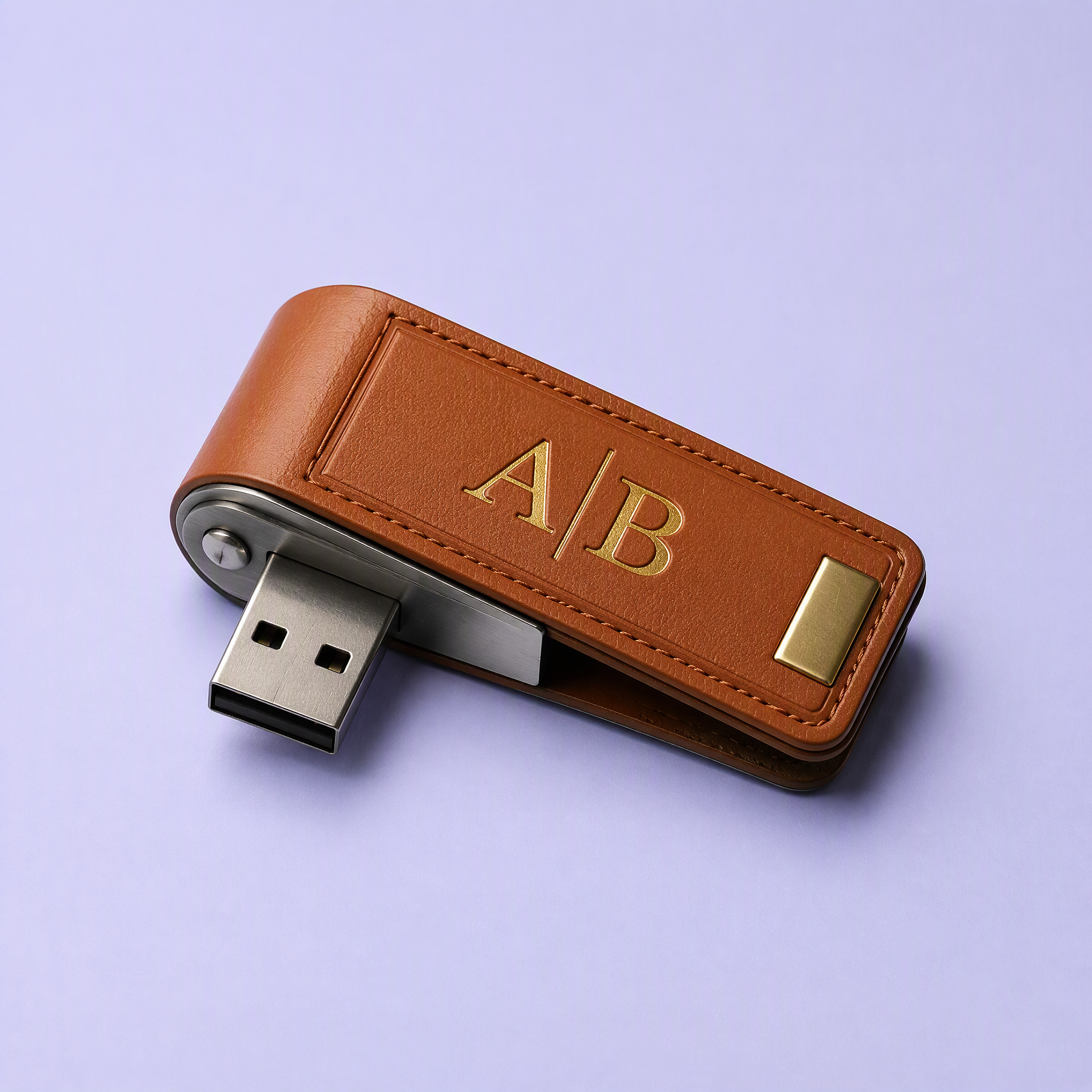 Custom Leather Swivel USB Flash Drive
