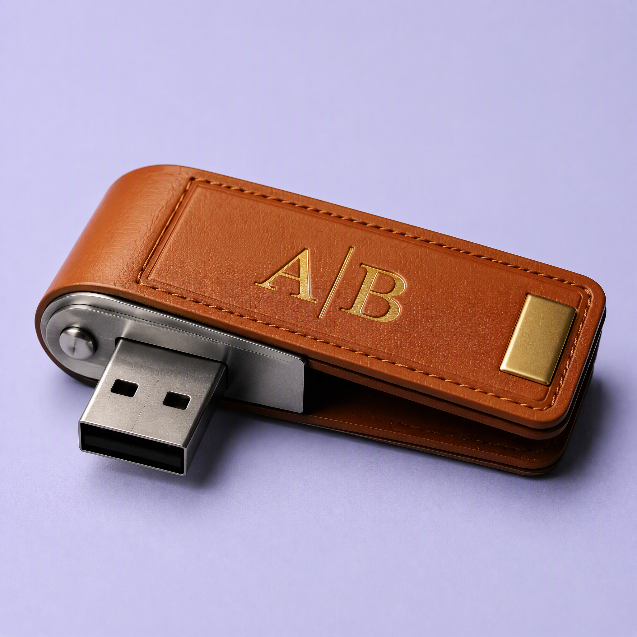 Custom Leather Swivel USB Flash Drive