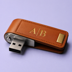 Custom Leather Swivel USB Flash Drive