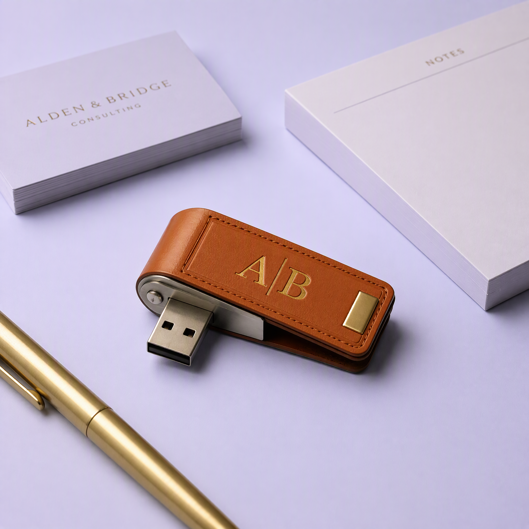 Custom Leather Swivel USB Flash Drive