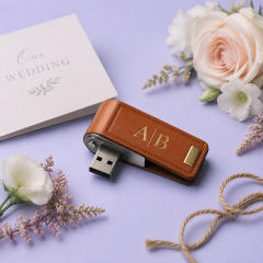 Custom Leather Swivel USB Flash Drive