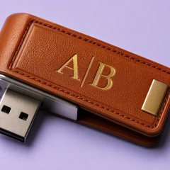 Custom Leather Swivel USB Flash Drive
