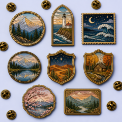 Custom Scenic Illustration Enamel Pins - Travel Souvenir Badges - STANDARD GIFTS