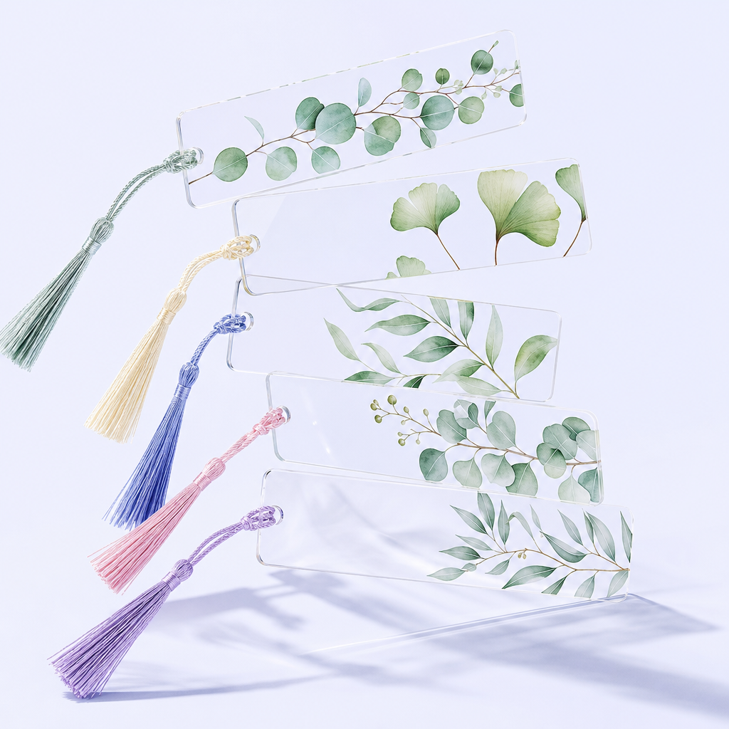 Custom Printed Acrylic Bookmarks with Silk Tassel in Bulk | High Transparency Diamond-Edge Page Markers OEM/ODM