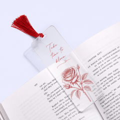 Custom Printed Acrylic Bookmarks with Silk Tassel in Bulk | High Transparency Diamond-Edge Page Markers OEM/ODM