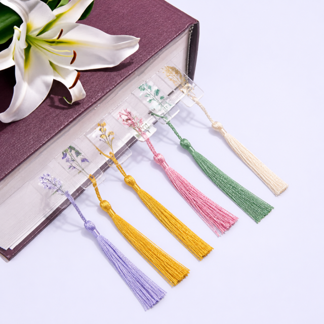 Custom Printed Acrylic Bookmarks with Silk Tassel in Bulk | High Transparency Diamond-Edge Page Markers OEM/ODM