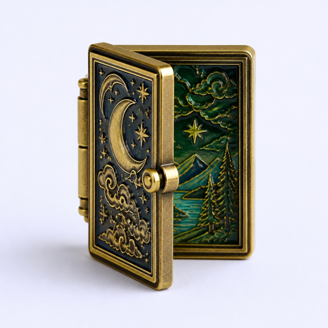 Custom Mechanical Kinetic Interactive Enamel Pins with Movable Multi-Layer Metal Structure