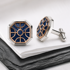 Custom Octagon Metal Cufflinks, Two-Tone Swivel Bullet Back Brass/Alloy Cufflinks Manufacturer