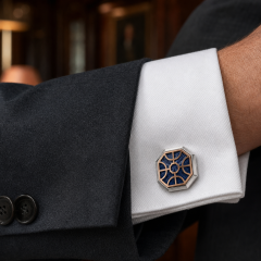 Custom Octagon Metal Cufflinks, Two-Tone Swivel Bullet Back Brass/Alloy Cufflinks Manufacturer