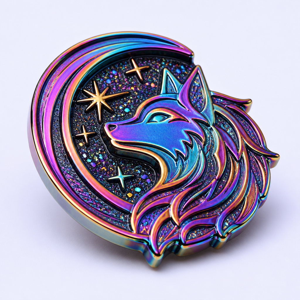 Custom Rainbow Anodized Metal Glitter Enamel Lapel Pins with Relief