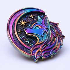 Custom Rainbow Anodized Metal Glitter Enamel Lapel Pins with Relief
