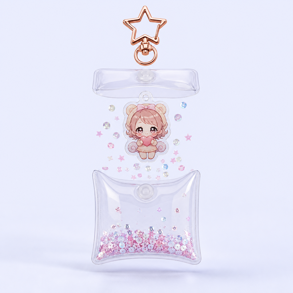 Custom Inflatable Candy Bag Keychain with Acrylic Shaker Charms