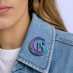 Custom Rainbow Anodized Metal Glitter Enamel Lapel Pins with Relief