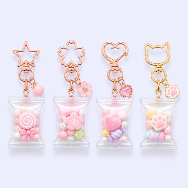 Custom Inflatable Candy Bag Keychain with Acrylic Shaker Charms