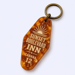 STANDARD GIFTS Custom Vintage Motel Keychains - Premium Marble & Liquid Glitter Acrylic Tags