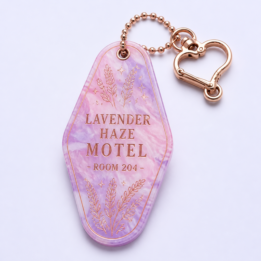 STANDARD GIFTS Custom Vintage Motel Keychains - Premium Marble & Liquid Glitter Acrylic Tags