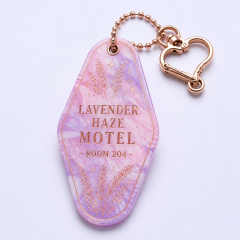 STANDARD GIFTS Custom Vintage Motel Keychains - Premium Marble & Liquid Glitter Acrylic Tags