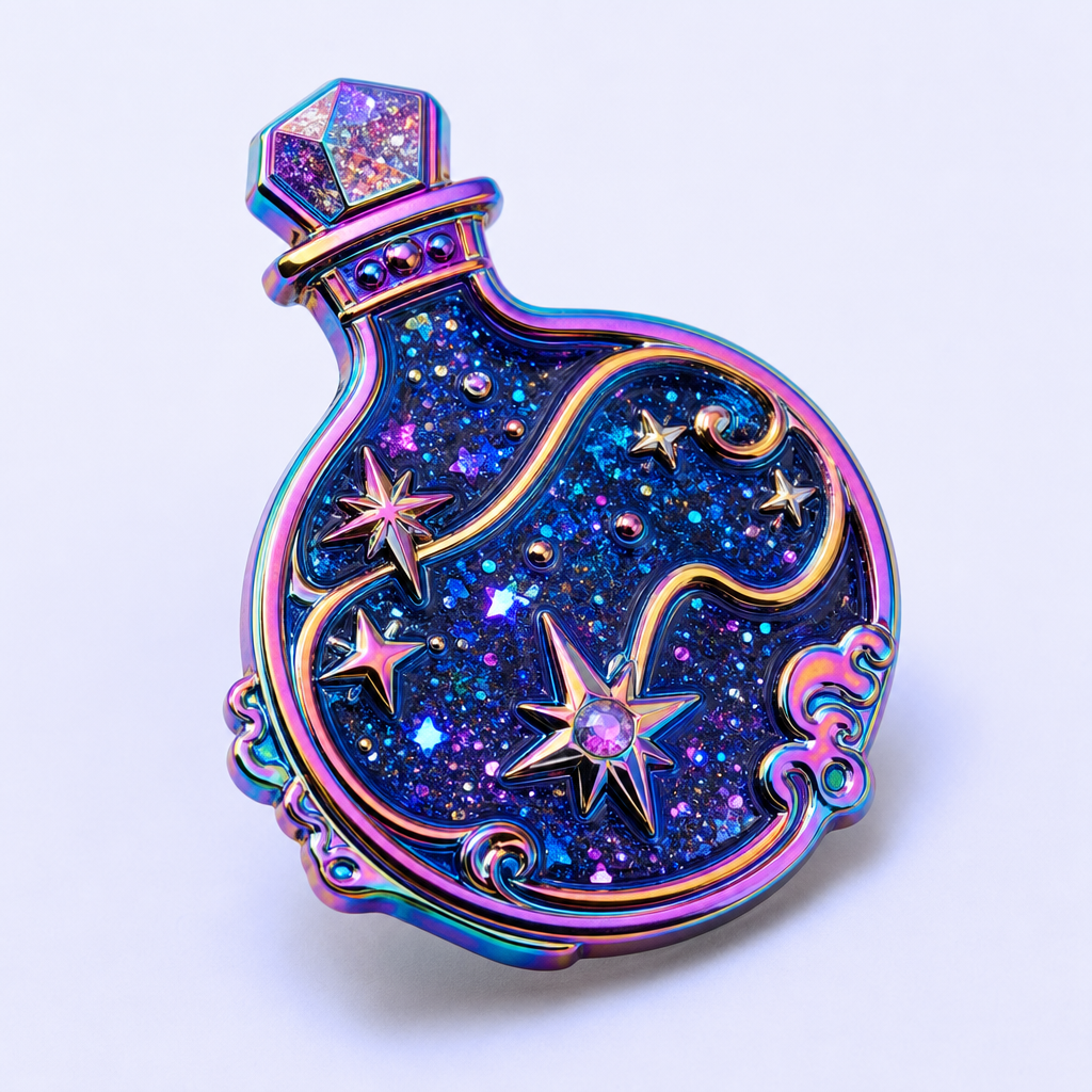 Custom Rainbow Anodized Metal Glitter Enamel Lapel Pins with Relief