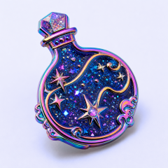 Custom Rainbow Anodized Metal Glitter Enamel Lapel Pins with Relief