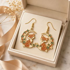 Custom Hard Enamel Dangle Earrings – Personalized Gold-Tone Plated Metal Drop Earrings with Custom Charms
