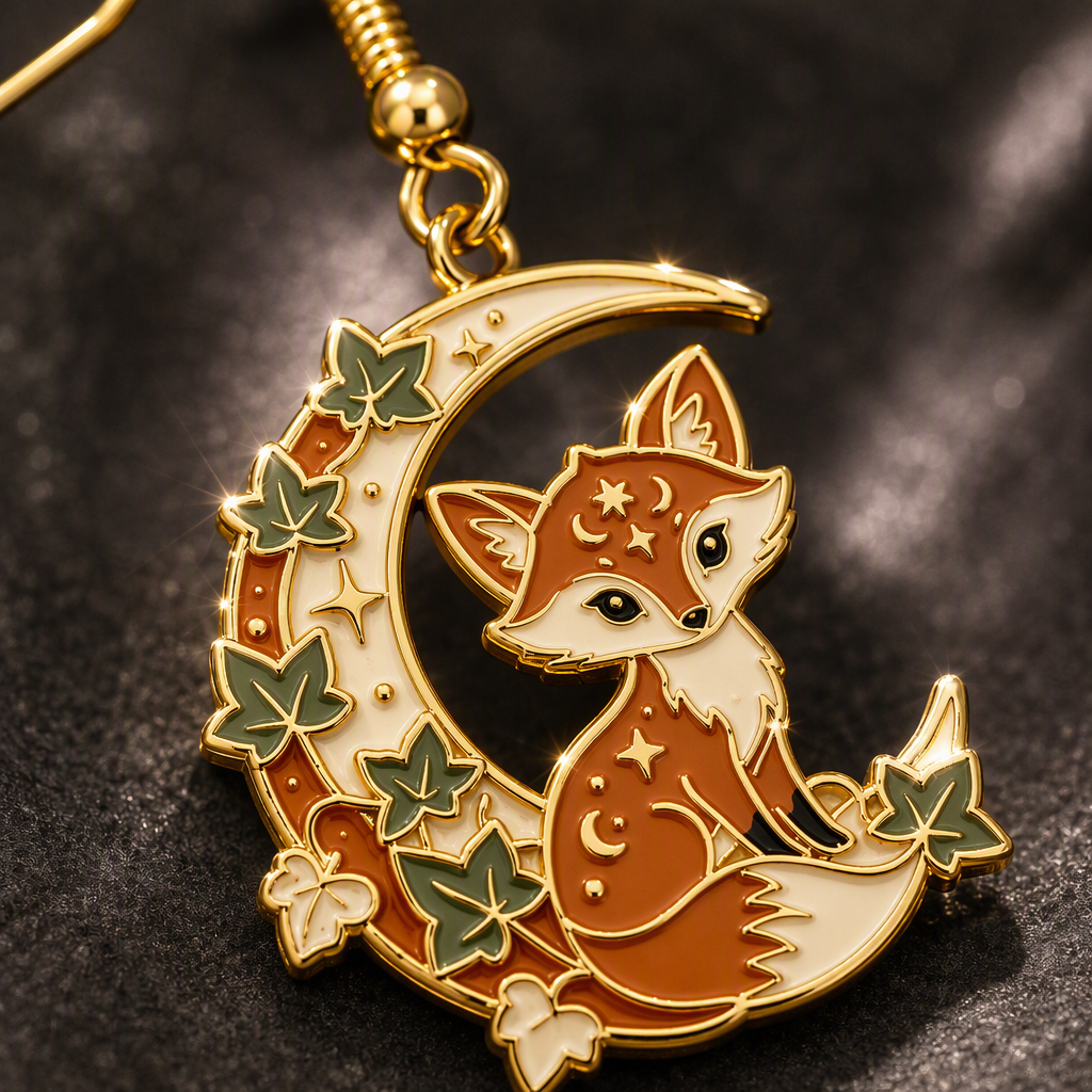 Custom Hard Enamel Dangle Earrings – Personalized Gold-Tone Plated Metal Drop Earrings with Custom Charms