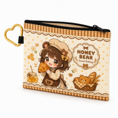 Custom Printed Kawaii Canvas Zipper Pencil Case | Personalized Chibi Pouch with Quick-Release Clip
