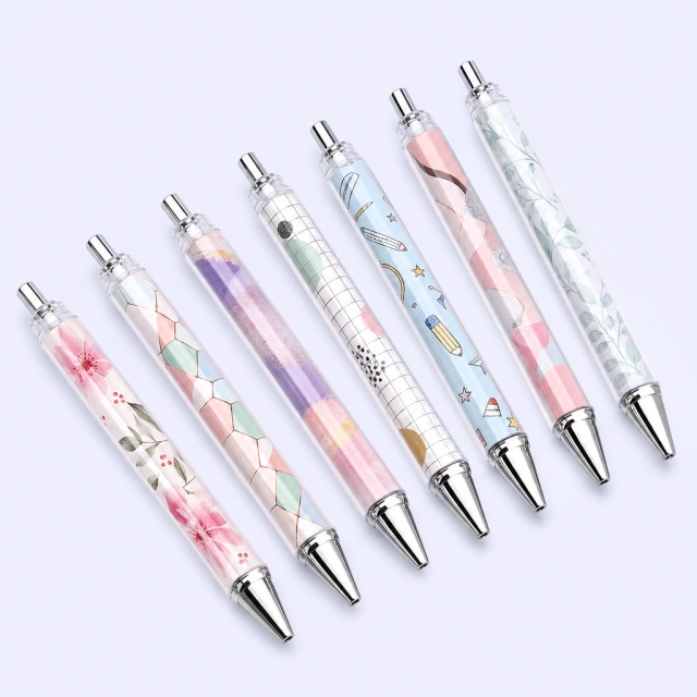 STANDARD GIFTS Custom DIY Clear Barrel Ballpoint Pen with Interchangeable 360-Degree Rotating Illustration Paper Insert