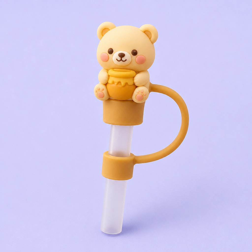 Custom 3D Cartoon Silicone Straw Topper | Personalized Reusable Straw Cover Cap for 30oz & 40oz Tumblers