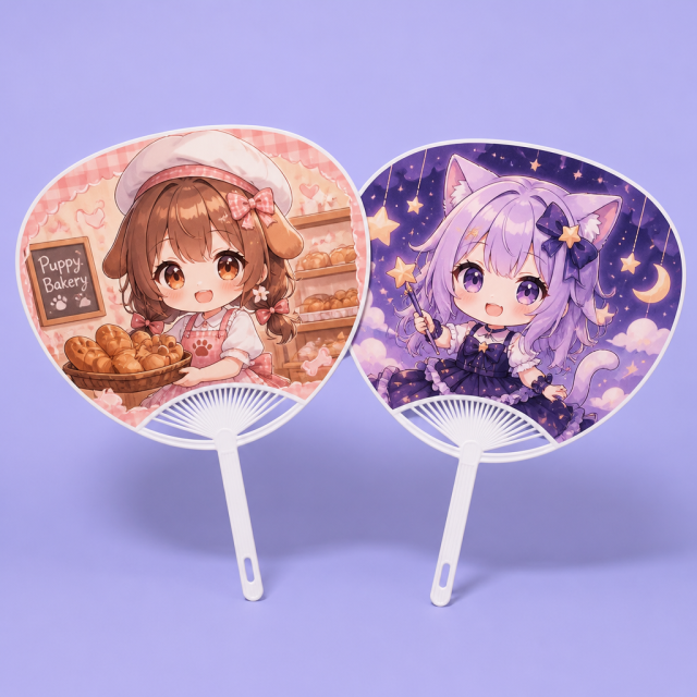 Custom Anime PP Plastic Hand Fan | 0.5mm Waterproof Paddle Fan (MOQ 1 pc / OEM & ODM)