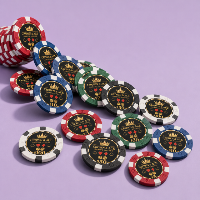 Custom 14g Heavy Metal Core Poker Chips – Personalized Casino Tournament Chips with Custom Logo & Foil Inlay (MOQ: 1)