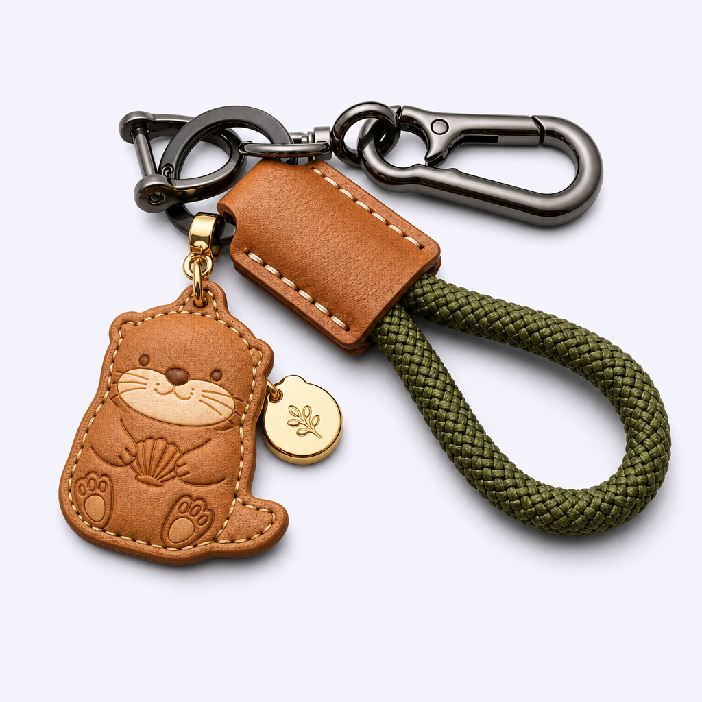 STANDARD GIFTS Custom Cartoon Leather Keychain - Braided Car Key Ring
