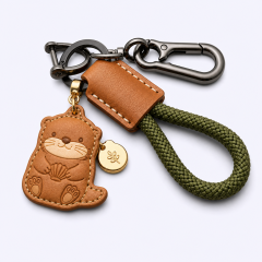STANDARD GIFTS Custom Cartoon Leather Keychain - Braided Car Key Ring