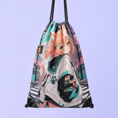 Custom Printed Drawstring Backpack: Heavy-Duty Water-Resistant Cinch Bag with Metal Eyelets & Thick Braided Cords