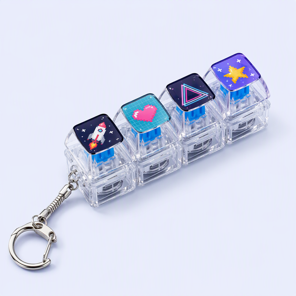 Custom Fidget Keyboard Keychain - Portable Mechanical Switch Clicker Toy