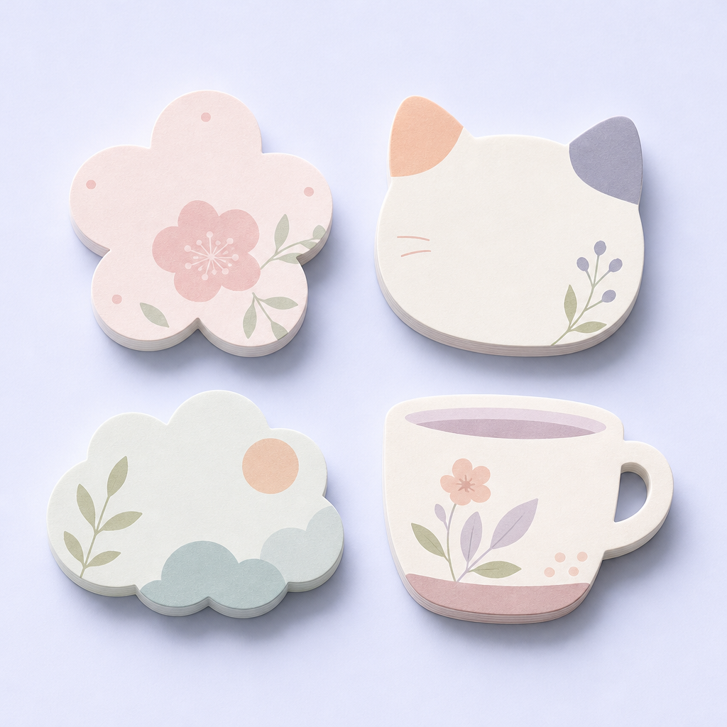 Custom Die-Cut Shaped Sticky Notes - Aesthetic Pastel Memo Pads by STANDARD GIFTS