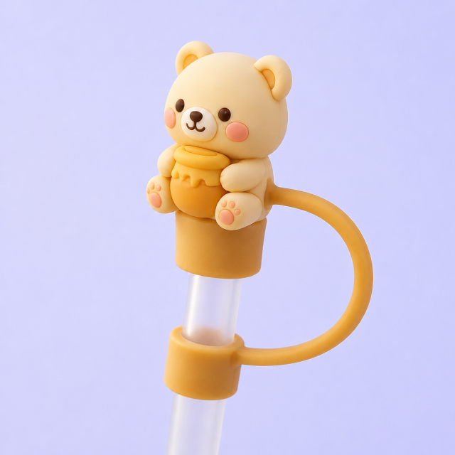 Custom 3D Cartoon Silicone Straw Topper | Personalized Reusable Straw Cover Cap for 30oz & 40oz Tumblers