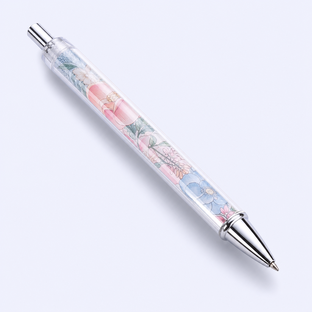 STANDARD GIFTS Custom DIY Clear Barrel Ballpoint Pen with Interchangeable 360-Degree Rotating Illustration Paper Insert