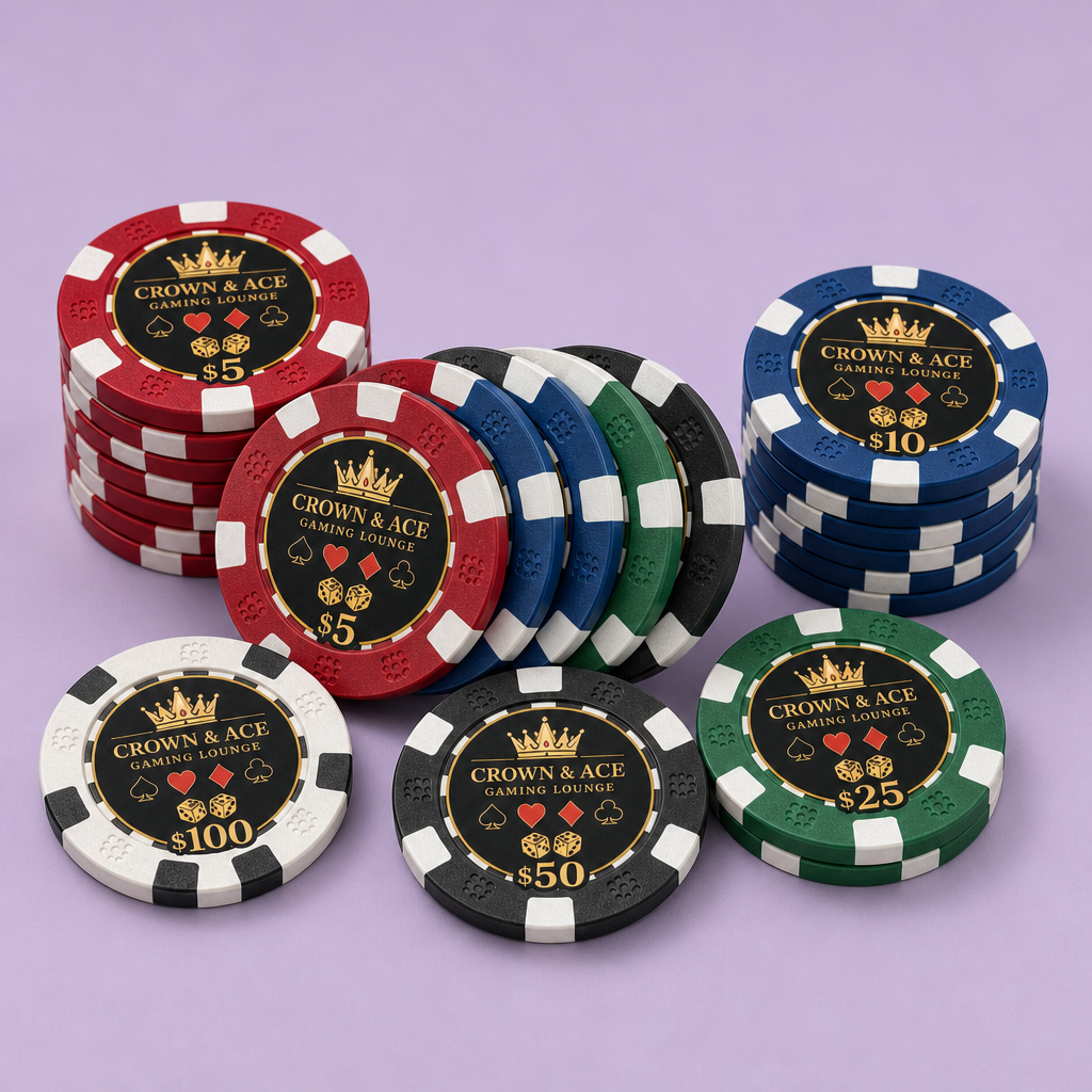 Custom 14g Heavy Metal Core Poker Chips – Personalized Casino Tournament Chips with Custom Logo & Foil Inlay (MOQ: 1)