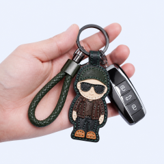 STANDARD GIFTS Custom Cartoon Leather Keychain - Braided Car Key Ring