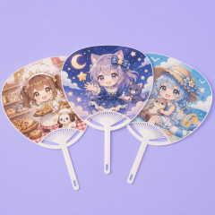 Custom Anime PP Plastic Hand Fan | 0.5mm Waterproof Paddle Fan (MOQ 1 pc / OEM & ODM)