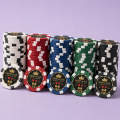 Custom 14g Heavy Metal Core Poker Chips – Personalized Casino Tournament Chips with Custom Logo & Foil Inlay (MOQ: 1)