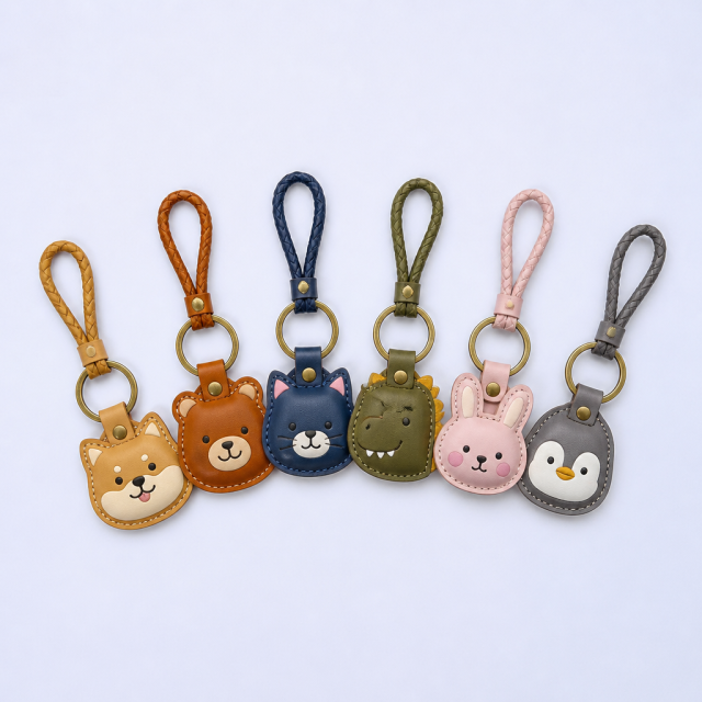 STANDARD GIFTS Custom Cartoon Leather Keychain - Braided Car Key Ring