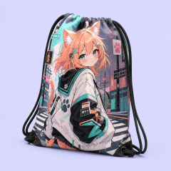 Custom Printed Drawstring Backpack: Heavy-Duty Water-Resistant Cinch Bag with Metal Eyelets & Thick Braided Cords