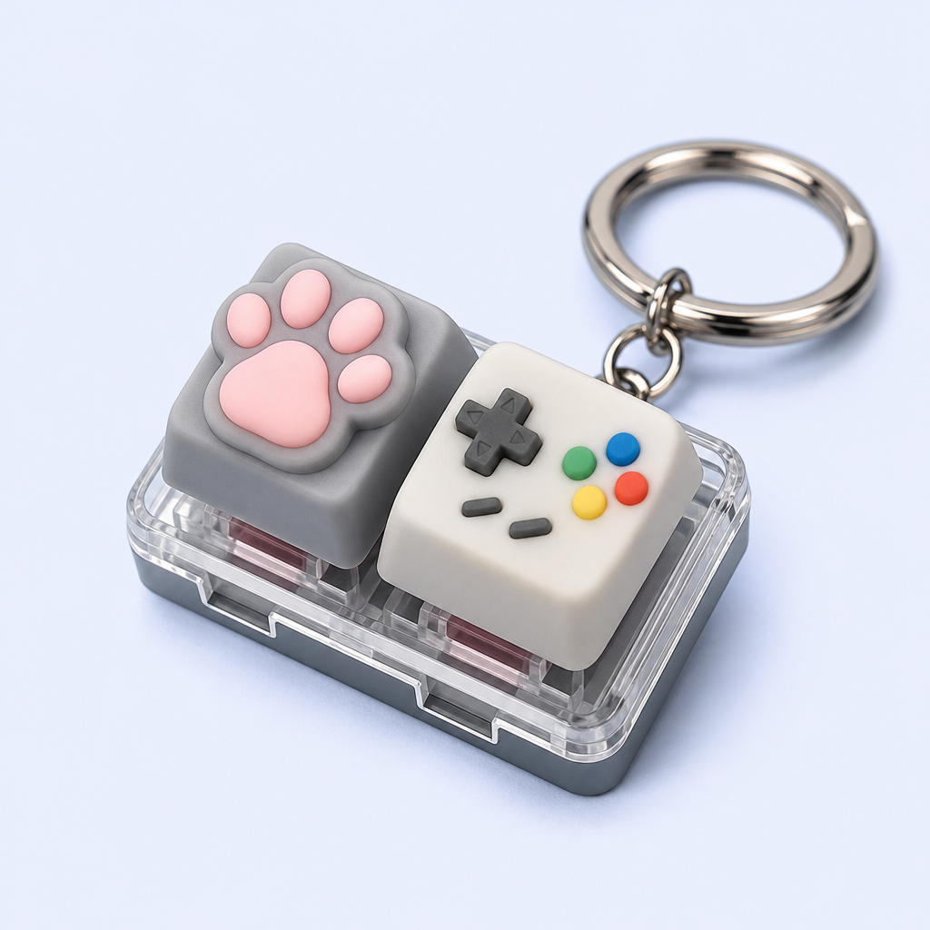 Custom Fidget Keyboard Keychain - Portable Mechanical Switch Clicker Toy