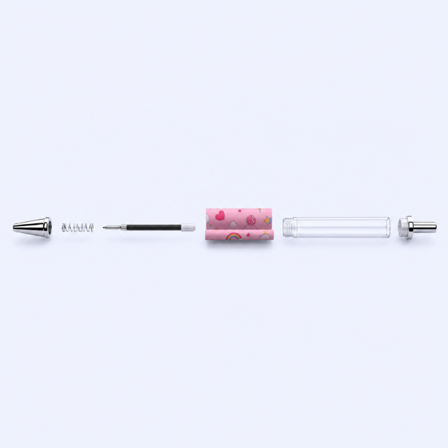 STANDARD GIFTS Custom DIY Clear Barrel Ballpoint Pen with Interchangeable 360-Degree Rotating Illustration Paper Insert